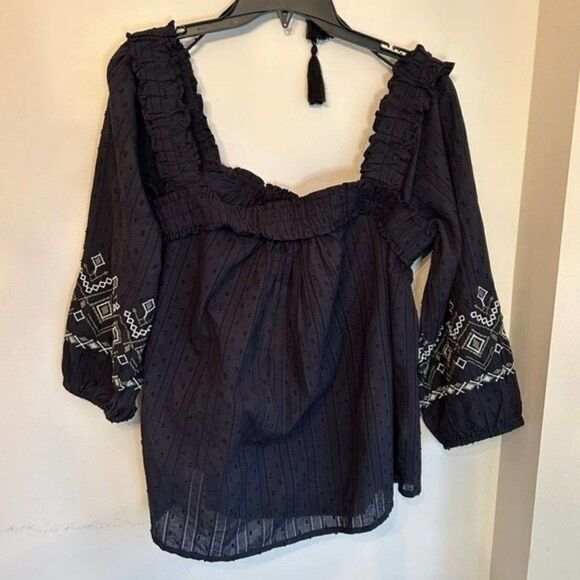 Cupio precious %100 cotton boho embroidery square neck blouse. NwT. Medium - Picture 5 of 7